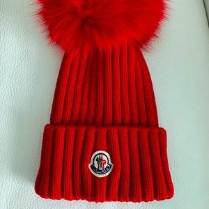 Red Moncler brand new beanie
